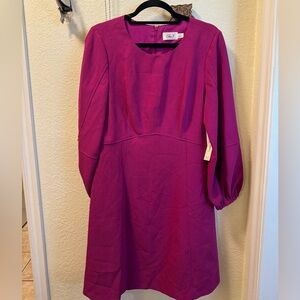 Eliza J Fuchsia Long-Sleeve A-Line Dress